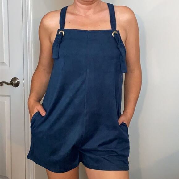 NWT MINKPINK Medina Suede Playsuit S Blue - Picture 3 of 15